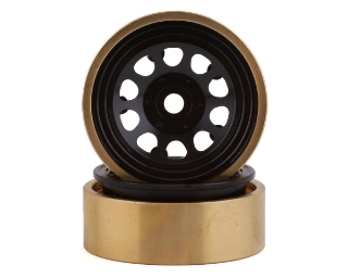 Picture of SSD RC SCX24 1.0” Aluminum/Brass D Hole Beadlock Wheels (Black) (2)