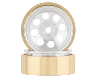 Picture of SSD RC 1.0” Aluminum/Brass 8 Hole Beadlock Wheels (Silver) (2)
