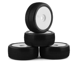 Picture of TZO Tires 202 1/8 Buggy Pre-Glued Tire Set (White) (4) (Supreme Clay)