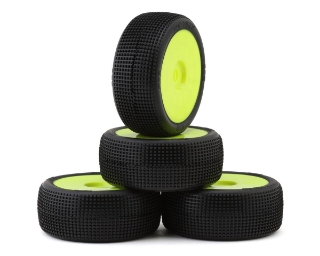 Picture of TZO Tires 402 1/8 Buggy Pre-Glued Tire Set (Yellow) (4) (Ultra Clay)