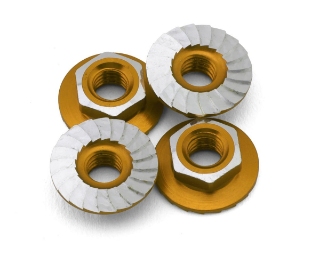 Picture of 1UP Racing 4mm "Lockdown" Serrated Aluminum Wheel Nuts (Gold) (4)