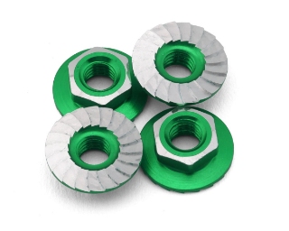 Picture of 1UP Racing 4mm "Lockdown" Serrated Aluminum Wheel Nuts (Green) (4)